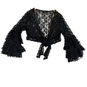 Akira Womens L Sheer Lace Black Cover Jacket Whimsigoth Victorian Boho Baddie
